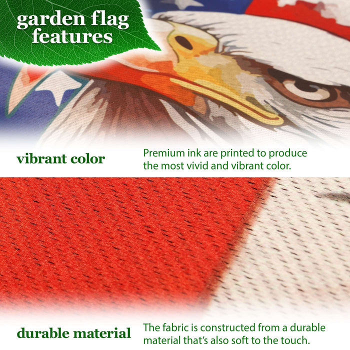 G128 Combo Pack Garden Flag Stand Black 36x16IN & Garden Flag Patriotic Bald Eagle Printed 12x18IN Double Sided Yard Garden Lawn Decoration