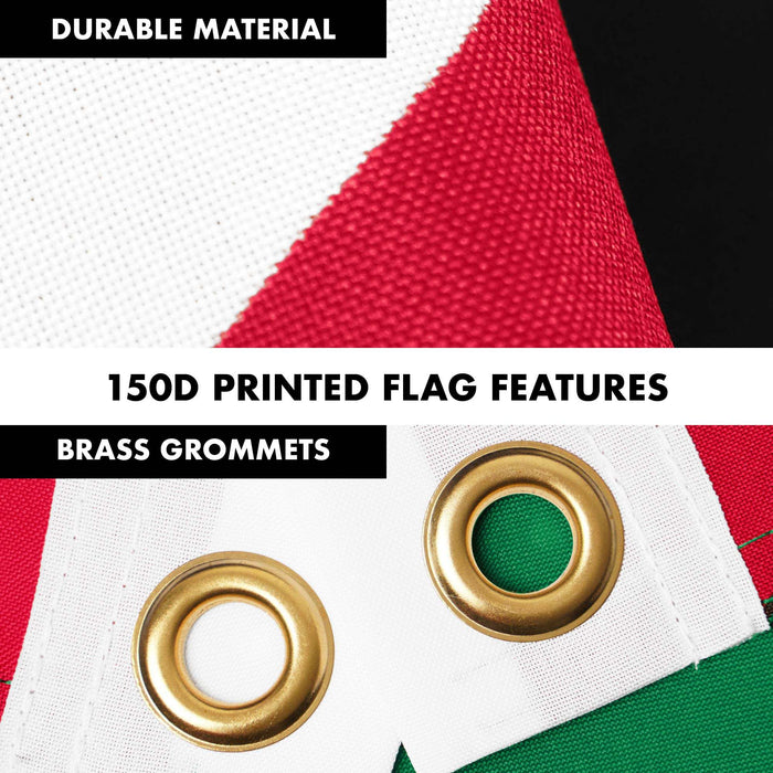 G128 Combo Pack: 6 Ft Twist Free Aluminum Spinning Flagpole (Silver) & Jordan Flag | 3x5 Ft | LiteWeave Pro Series Printed 150D Polyester | Pole with Flag Included