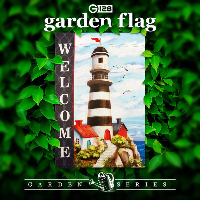 G128 Welcome Lighthouse Beach Garden Flag 12x18 In Double Sided Summer Yard Garden Lawn Decoration
