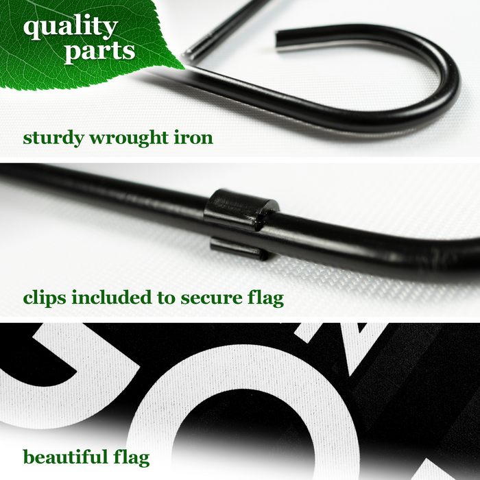G128 Combo Pack Garden Flag Stand Black 36x16IN & Garden Flag In God We Trust Patriotic Printed 12x18IN Double Sided Yard Garden Lawn Decoration
