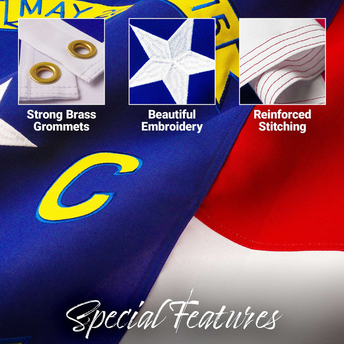 G128 North Carolina State Flag | 3x5 Ft | StormFlyer Series Embroidered 220GSM Spun Polyester | Embroidered Design, Indoor/Outdoor, Brass Grommets, Heavy Duty, All Weather
