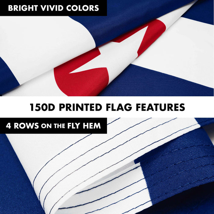 G128 Combo Pack: 6 Ft Twist Free Aluminum Spinning Flagpole (Black) & Indianapolis Flag | 3x5 Ft | LiteWeave Pro Series Printed 150D Polyester | Pole with Flag Included