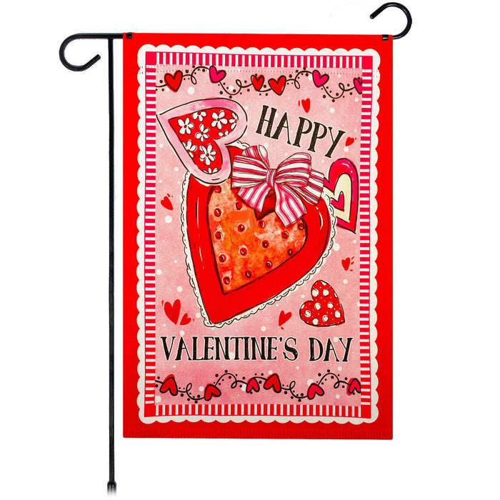 G128 Happy Valentine's Day Heart Cookie Garden Flag 12x18 In Double Sided Valentine's Day Yard Garden Lawn Decoration