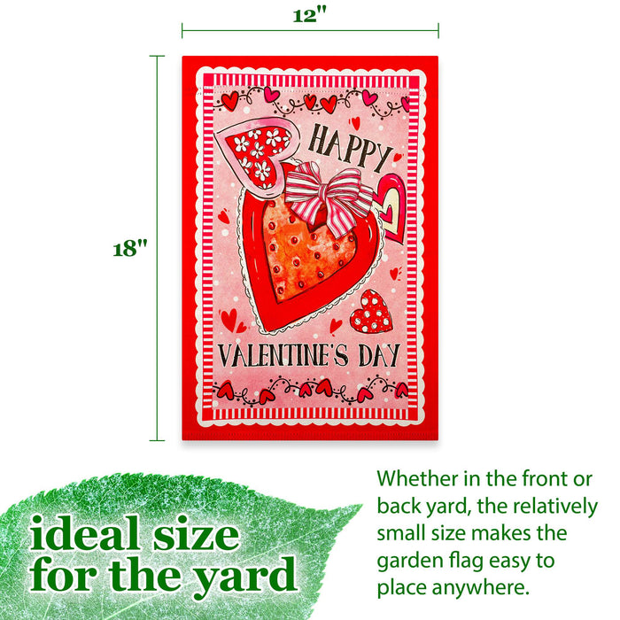 G128 Happy Valentine's Day Heart Cookie Garden Flag 12x18 In Double Sided Valentine's Day Yard Garden Lawn Decoration