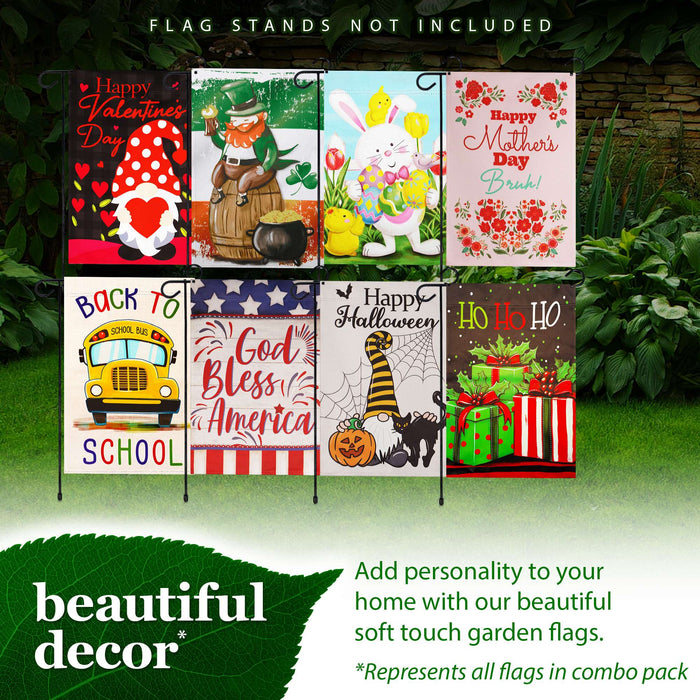 G128 set of 8 school bus and patriotic garden flags, 12x18 inch, photo 8
