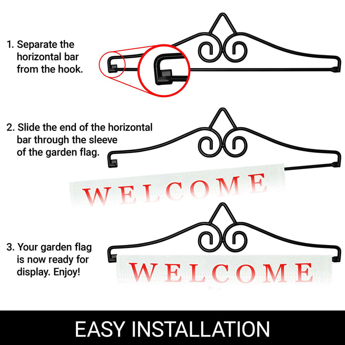 G128 Combo Pack Garden Flag Hanger 14IN & Garden Flag Welcome Kitten Patriotic Printed 12x18IN Double Sided