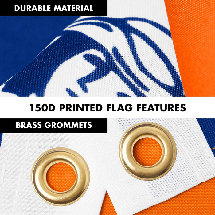 G128 Combo Pack: 6 Ft Twist Free Aluminum Spinning Flagpole (White) & New York Flag | 3x5 Ft | LiteWeave Pro Series Printed 150D Polyester | Pole with Flag Included
