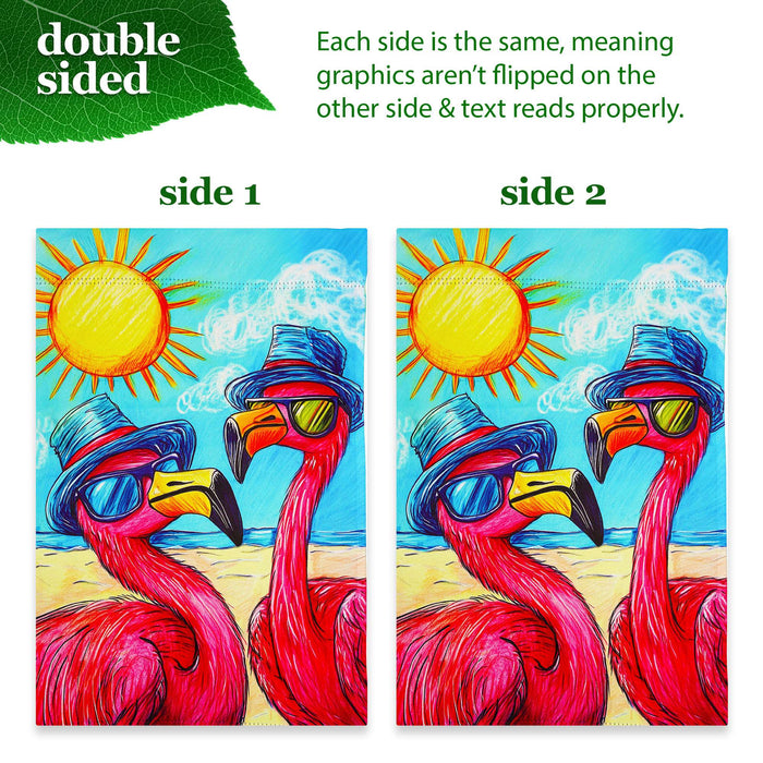 G128 36x16IN Garden Flag Stand & 12x18 Summer Flamingo Beach Flag Kit