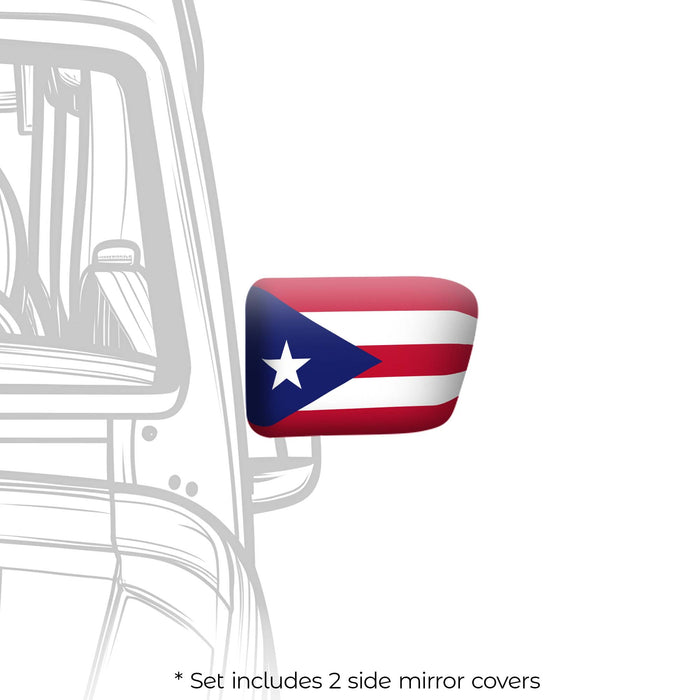 G128 2 Pack: Puerto Rico PR Car Side View Mirror Cover 5.9x8.66 In
