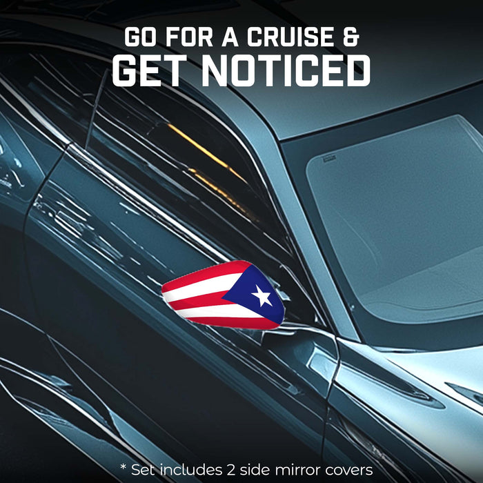 G128 2 Pack: Puerto Rico PR Car Side View Mirror Cover 5.9x8.66 In