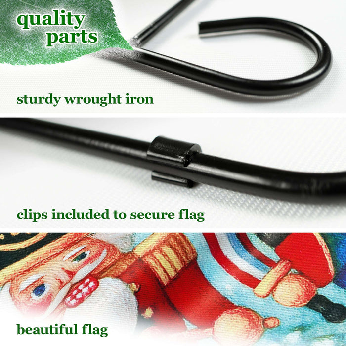 G128 36x16IN Garden Flag Stand & 12x18 Merry Christmas Nutcrackers Flag Kit