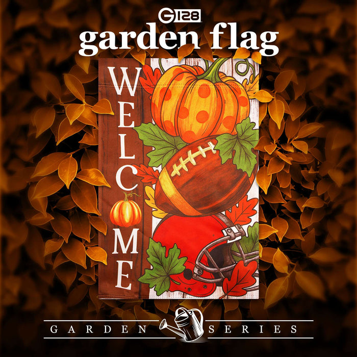 G128 Welcome Fall Football Pumpkin Garden Flag 12x18 In Double Sided Fall Yard Garden Lawn Decoration