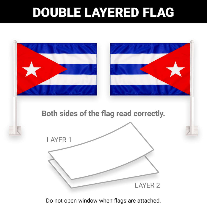 G128 2 Pack: Cuba Cuban Flag | 11x17 In | Double LiteWeave Pro Series Double Sided Printed 150D Polyester | Flagpole Included | Perfect for Festival Celebrations, Parades