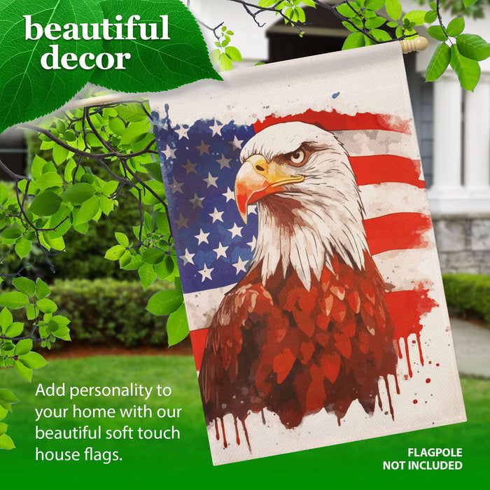 G128 Patriotic Bald Eagle Printed 28x40 In House Flag Double Sided Independence Day Yard Garden Lawn Decoration
