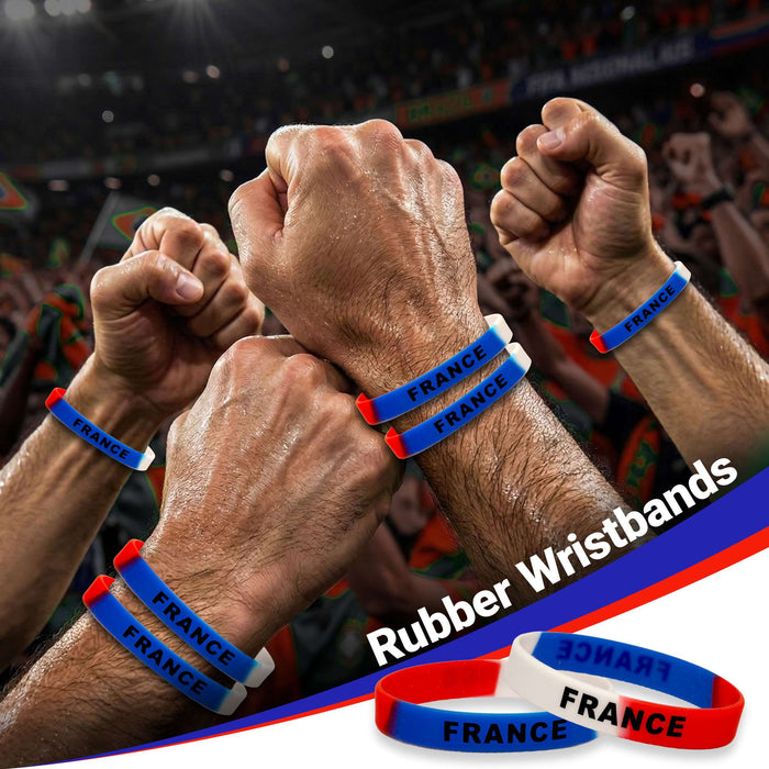 G128 World Soccer Tournament 2026 Cup Soccer Fan Set 6PCS, France Fan Merch with Flag and Bracelet, Accessories for Sports Parties