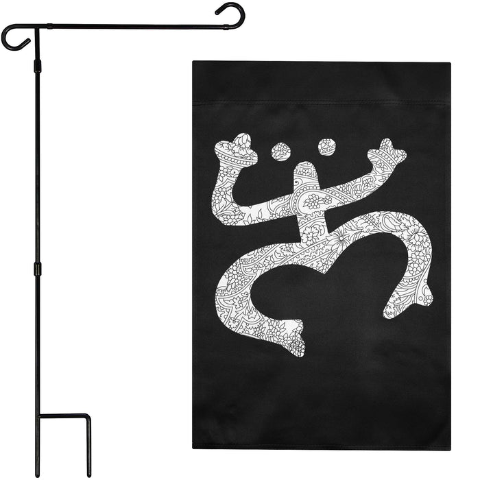 G128 36x16IN Garden Flag Stand & 12x18 Floral Coqui Frog Flag Kit