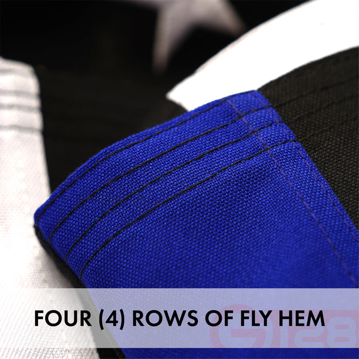 G128 Thin Blue Line Flag 2.5x4 FT 2-Pack Embroidered Heavy Duty 220GSM Tough Spun Polyester U.S.  Brass Grommets Honoring Men and Women of Law Enforcement Black White and Blue US Flag