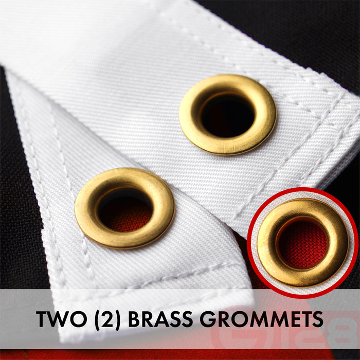 G128 Thin Red Line Flag Embroidered 2x3 FT 2-Pack Heavy Duty 220GSM Tough Spun Polyester U.S.  Brass Grommets Honoring Fire Fighters and EMTs Black White and Red US Flag