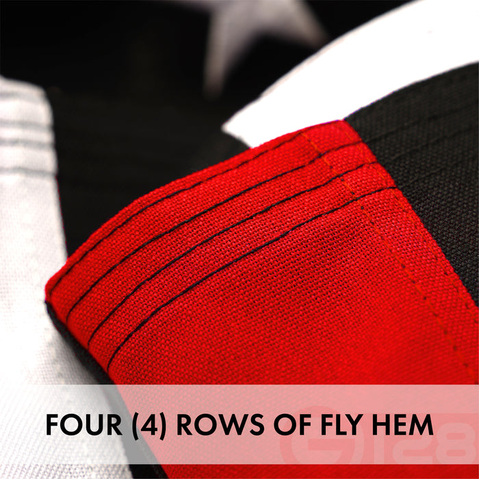 G128 Thin Red Line Flag Embroidered 2x3 FT 2-Pack Heavy Duty 220GSM Tough Spun Polyester U.S.  Brass Grommets Honoring Fire Fighters and EMTs Black White and Red US Flag