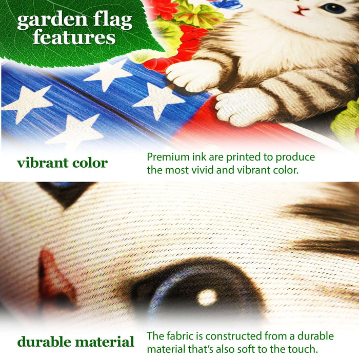 G128 Combo Pack: Garden Flag Stand 36x16IN & Garden Flag Welcome Kitten Patriotic Printed 12x18IN Double Sided