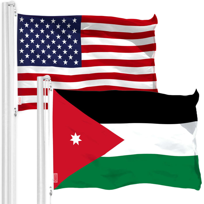 G128 Combo Pack: American USA Flag 3x5 Ft & Jordan Flag 3x5 Ft | Both LiteWeave Pro Series Printed 150D Polyester, Brass Grommets