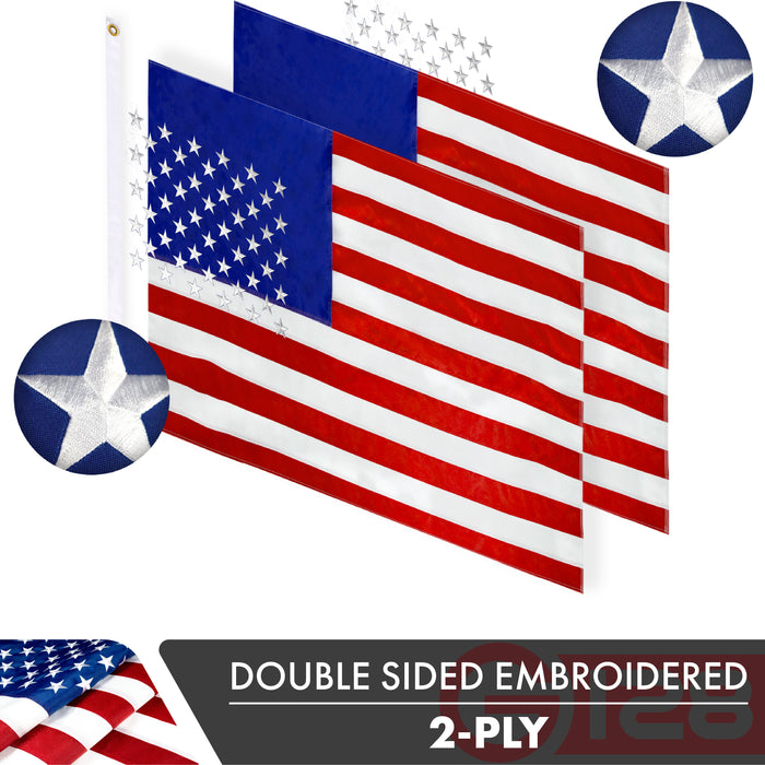 American Flag 210D Embroidered Polyester 3x5 Ft - Double Sided