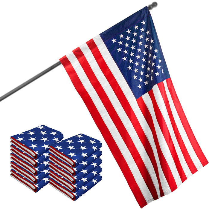 USA American Flag 1x1.5 Ft 10-Pack Pole Sleeve Embroidered Polyester By G128