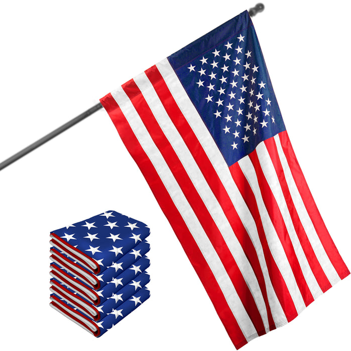 USA American Flag 2x3FT 5-Pack Pole Sleeve Embroidered Polyester By G128