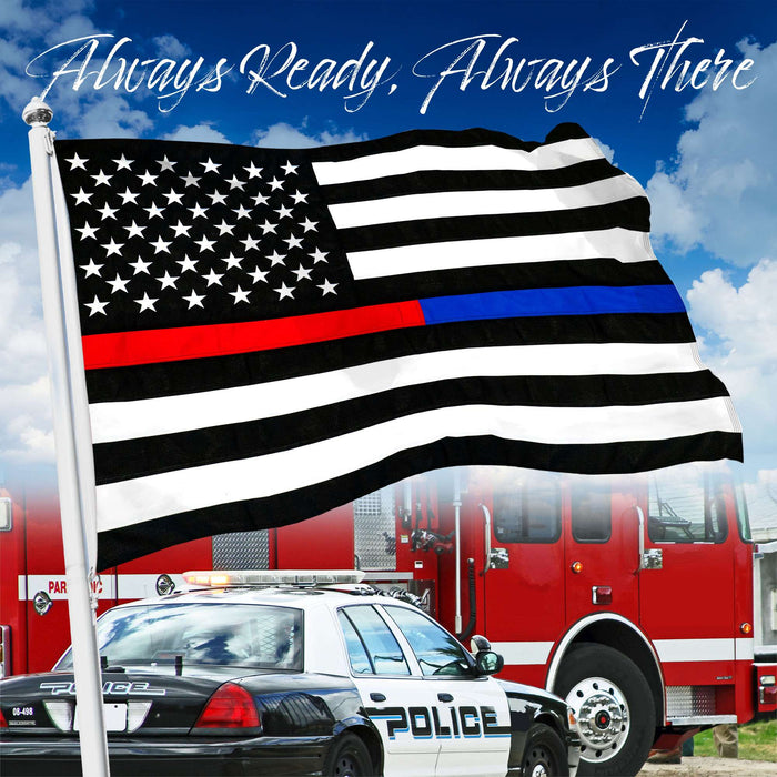Thin Red & Thin Blue Line Flag 220GSM Embroidered Spun Polyester 3x5 Ft