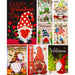 G128 set of 8 gnomes with heart and watermelon garden flags, 12x18 inch