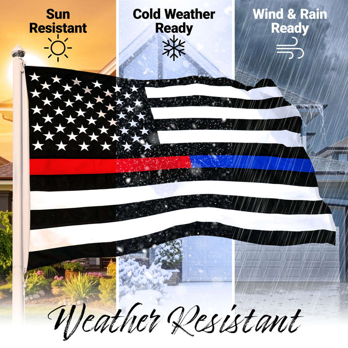Thin Red & Thin Blue Line Flag 220GSM Embroidered Spun Polyester 3x5 Ft