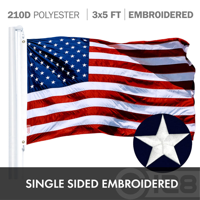 G128 Combo Pack: USA American Flag 3x5 Ft Embroidered Stars & Uruguay (Uruguayan) Flag 3x5 Ft Double-sided Embroidered 210D