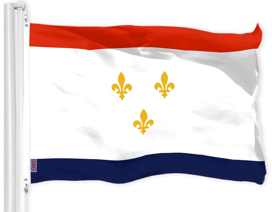 G128 New Orleans Flag | 3x5 Ft | LiteWeave Pro Series Printed 150D Polyester | City Flag, Indoor/Outdoor, Vibrant Colors, Brass Grommets