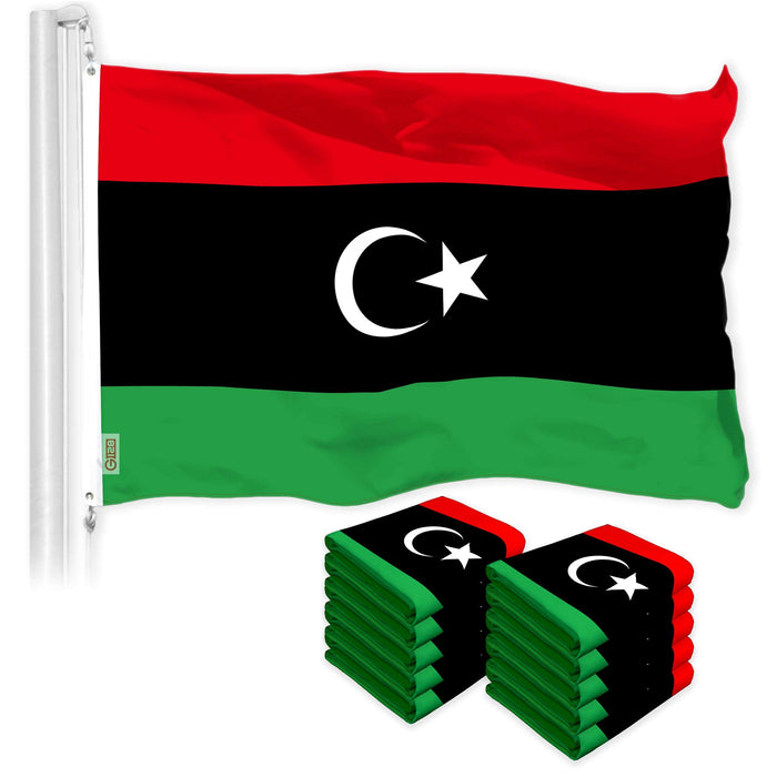 G128 10 Pack: Libya Libyan Flag | 3x5 Ft | LiteWeave Pro Series Printed 150D Polyester | Country Flag, Indoor/Outdoor, Vibrant Colors, Brass Grommets