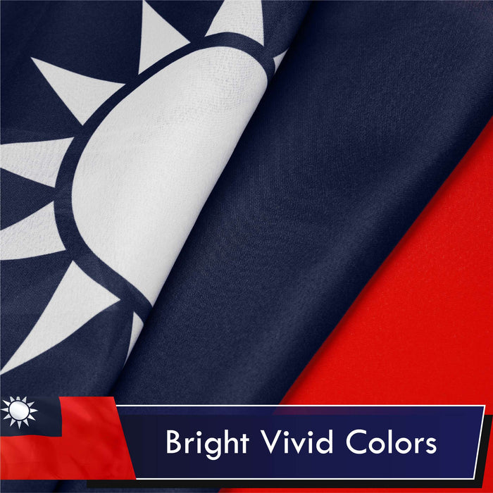 G128 2 Pack: Taiwan Taiwanese Flag | 2x3 Ft | LiteWeave Series Printed 100D Polyester | Indoor/Outdoor, Vibrant Colors, Brass Grommets