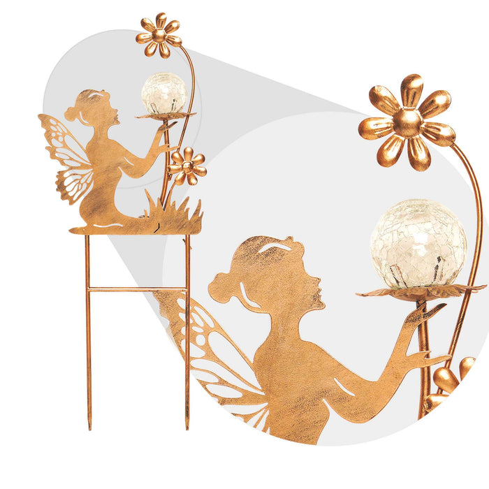G128 Fairy Solar Lights Garden Stake Decor for Outside | 28IN Metal Fairy Figurine Stake Decor for Patio Lawn Yard Pathway Outdoor Home