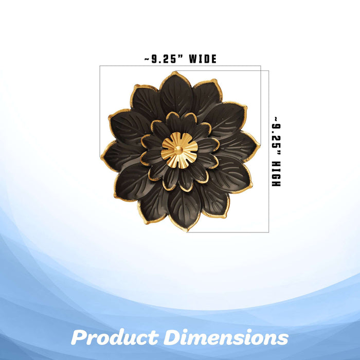 G128 9 IN Black and Gold Metal Daisy-Style Flower Wall Art | Elegant Floral Wall Hanging Decor for Indoor Living Room Bedroom Office Outdoor Garden Patio Yard