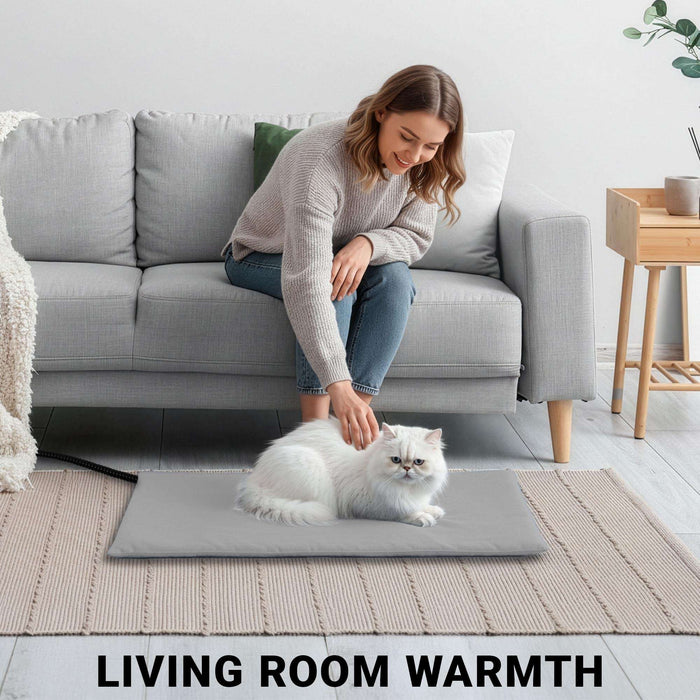 G128 Small Pet Heating Pad 17.72x15.75IN, 6 Adjustable Temperature Dog Cat Heating Pad with Timer, Waterproof Heated Cat Dog Bed with Chew Resistant Cord, Indoor Electric Pet Heated Mat