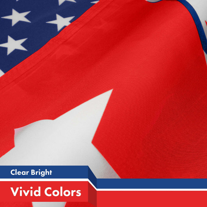 G128 Cuba USA Friendship Flag | 3x5 Ft | LiteWeave Pro Series Printed 150D Polyester | Cuban American Flag, Indoor/Outdoor, Vibrant Colors, Brass Grommets