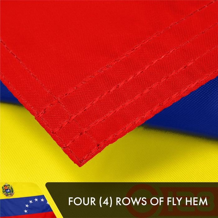 G128 5 Pack: Venezuela 7 Stars Venezuelan Flag | 3x5 Ft | Double ToughWeave Series Double Sided Embroidered 210D Polyester | Country Flag, Embroidered Design, Brass Grommets, Heavy Duty, 2-ply
