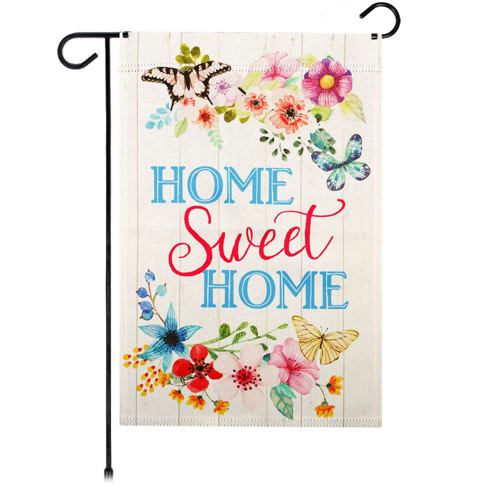 G128 Home Sweet Home Butterflies Garden Flag 12x18 In Double Sided Spring Yard Garden Lawn Decoration