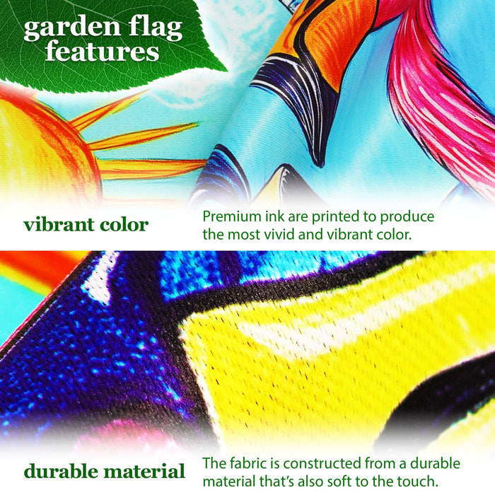 G128 36x16IN Garden Flag Stand & 12x18 Summer Flamingo Beach Flag Kit