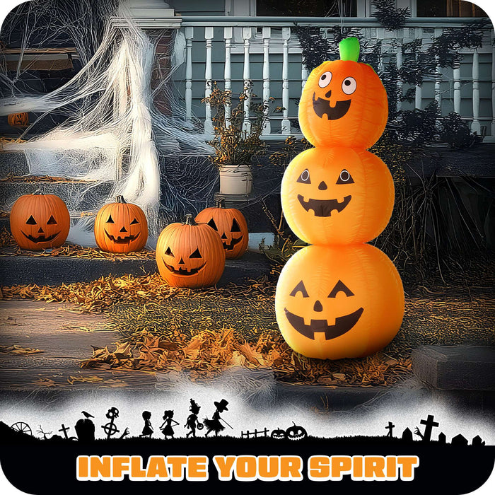 G128 4 ft Pumpkin Halloween Inflatable Decor with LED Lights, Halloween Outdoor Holiday Yard Decoration, Fast Inflate, Weather-Resistant, Outdoor Use
