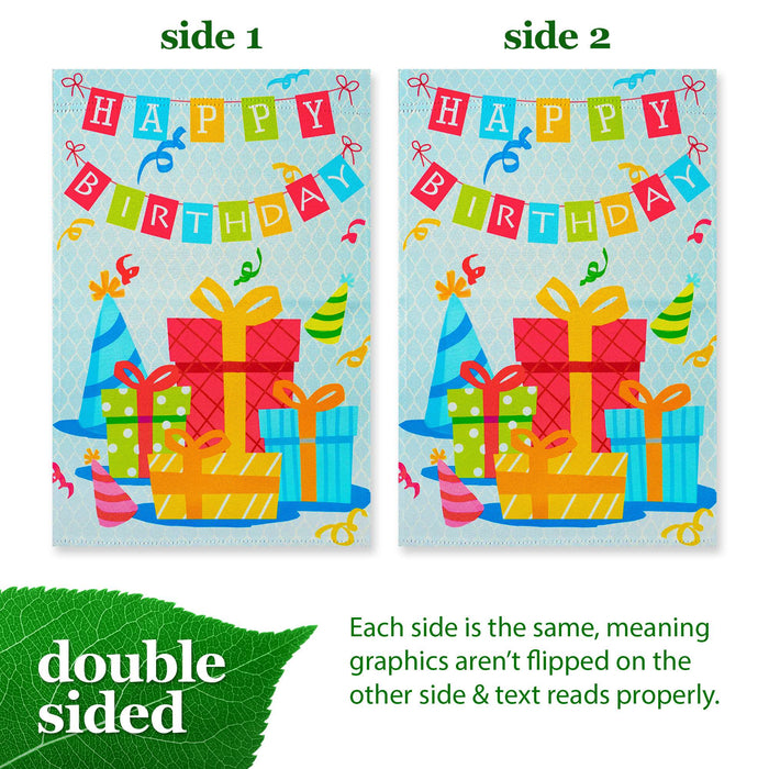G128 Happy Birthday Presents Garden Flag 12x18 In Double Sided Birthday Yard Garden Lawn Decoration