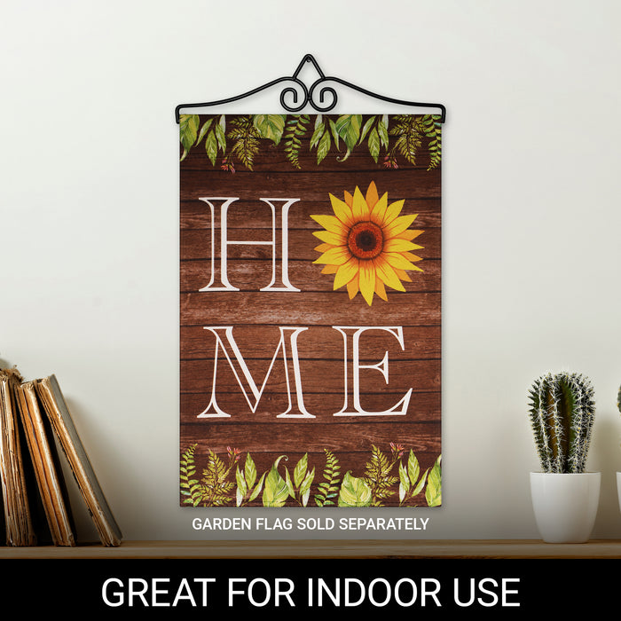 G128 2 Pack: Garden Flag Wall Hanger, Black Wrought Iron Small Flag Hanger, Heavy Duty Garden Flag Holder (Ideal for Flag/Banner with Width Smaller than 13")
