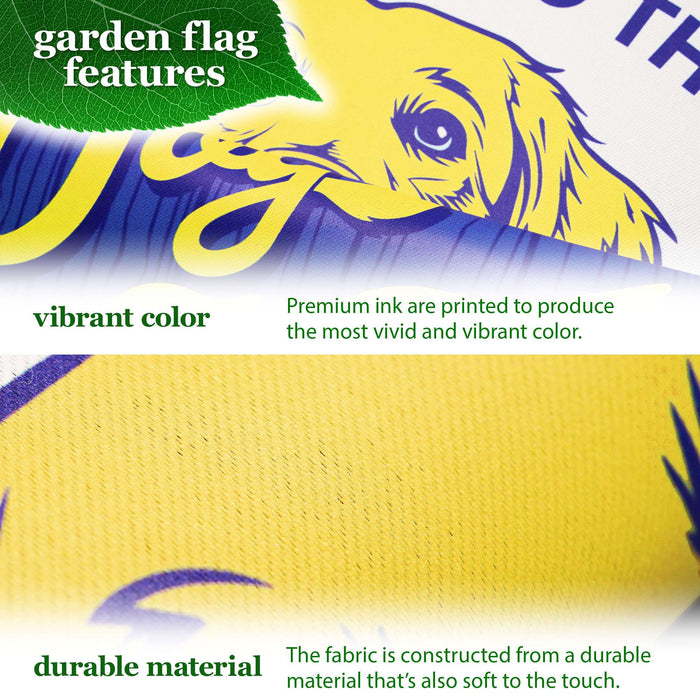 G128 Combo Pack: Garden Flag Stand Black 36x16IN & Garden Flag Welcome to the Dog House Yellow Labrador Printed 12x18IN Double Sided Yard Lawn Decoration
