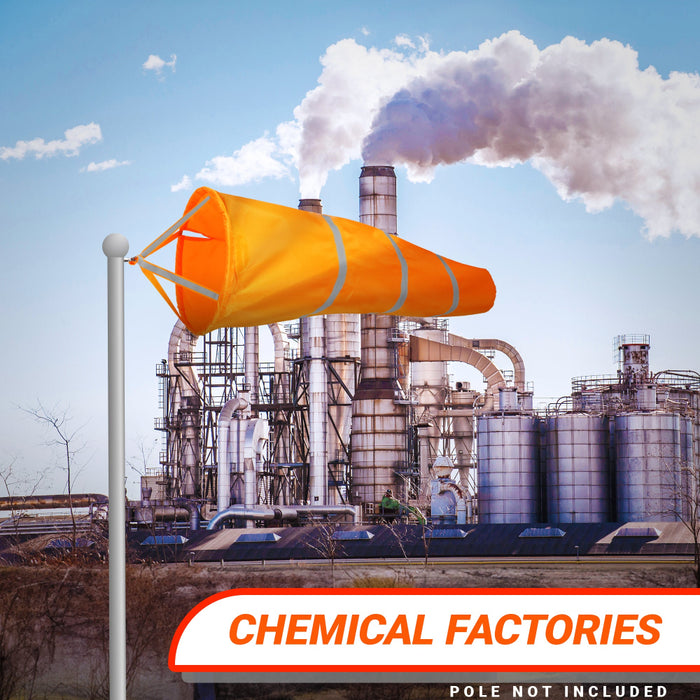 G128 2PK: Orange Windsock 40 Inch | Printed 210D Polyester | Heavy Duty Polyester Wind Direction Measurement with Reflective Belt, For Outdoor Airport, Farm and Park