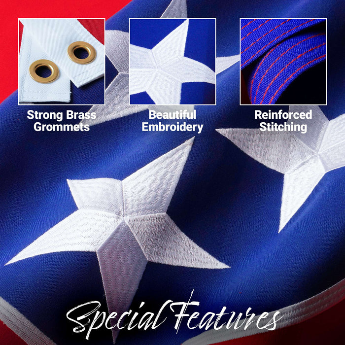 G128 Tennessee State Flag | 3x5 Ft | StormFlyer Series Embroidered 220GSM Spun Polyester | Embroidered Design, Indoor/Outdoor, Brass Grommets, Heavy Duty, All Weather