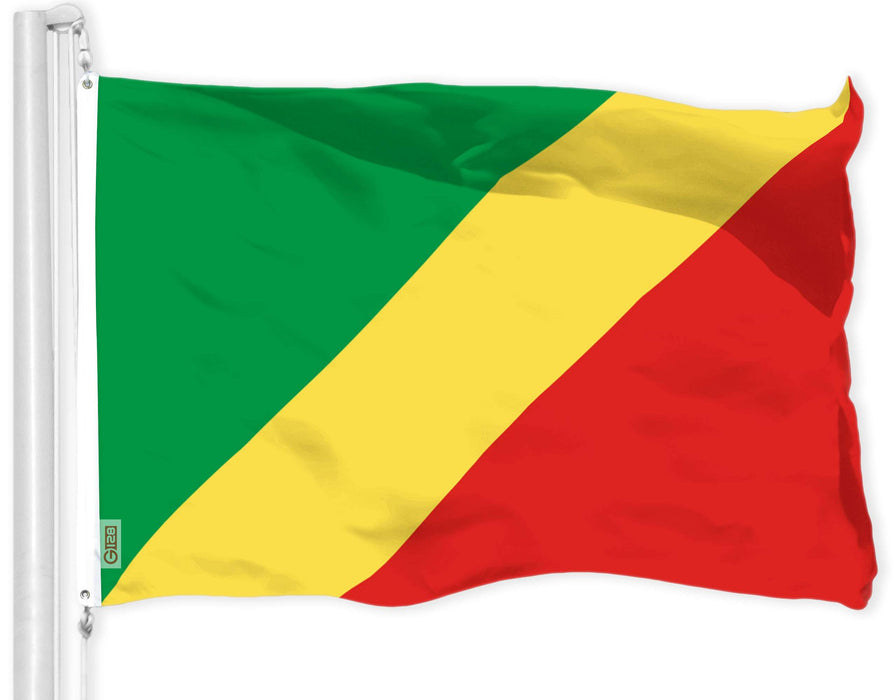G128 Republic of the Congo Flag | 3x5 Ft | LiteWeave Pro Series Printed 150D Polyester | Country Flag, Indoor/Outdoor, Vibrant Colors, Brass Grommets