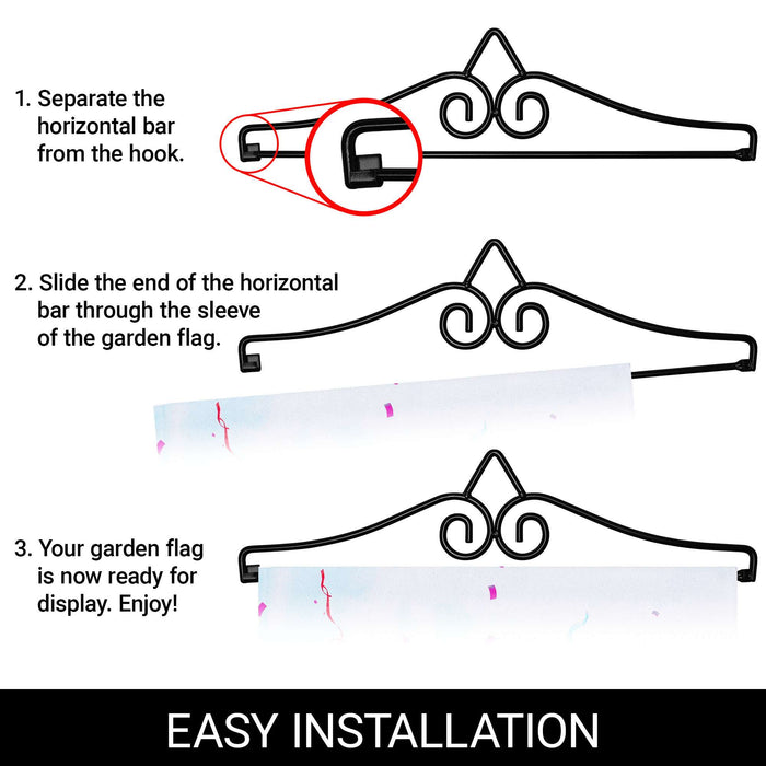 G128 Combo Pack Garden Flag Hanger 14IN & Garden Flag Happy Graduation Congrats Cap Printed 12x18IN Double Sided